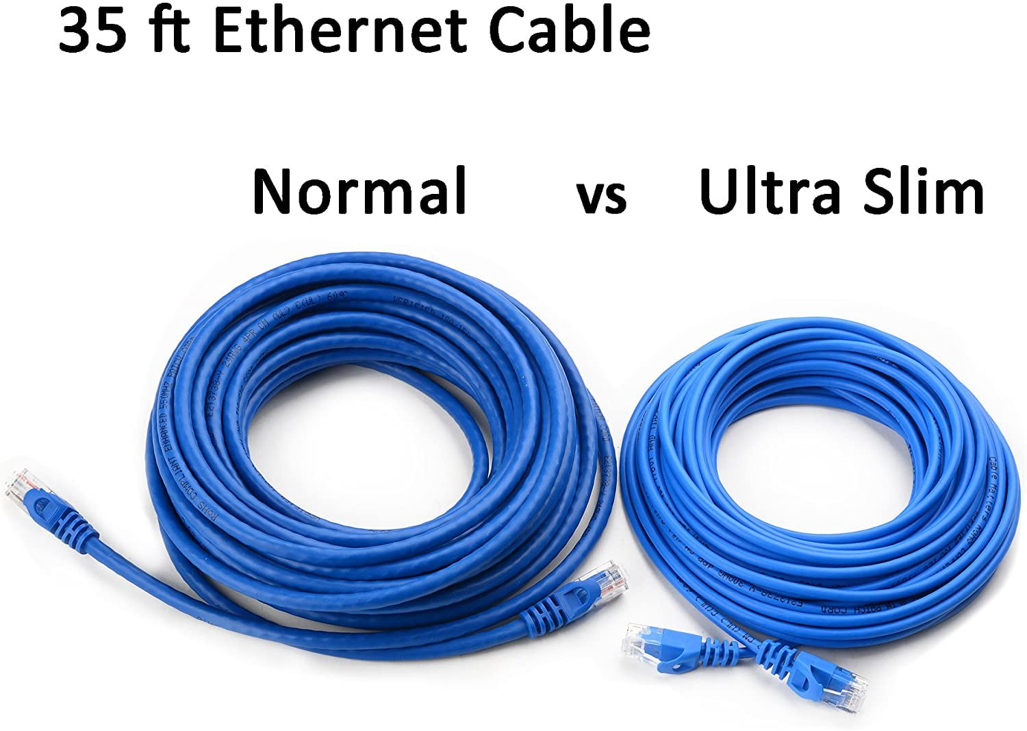 Cable Matters 5-Pack Snagless Short Cat6 Ultra Thin Ethernet Cable (Thin Cat6 Cable) in Blue 7 ft