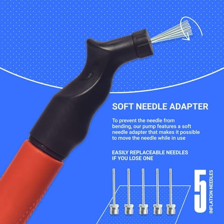 SPORTBIT Ball Pump with 5 Needles - Push & Pull Inflating System - Great for All Sports Balls - Goes with Needles Set