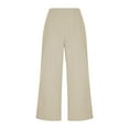thumbnail image 5 of Stamzod Womens Dress Pants with Pocket Solid Color Wide Leg Trousers Women High Waisted Business Casual Pant with Pocket Beige M, 5 of 6