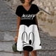thumbnail image 3 of Vestido elegante de lujo de Mickey para mujer, vestido informal, falda corta, vestido Y2K de Disney Mickey Mouse para mujer, camisa de cuello en V para mujer, vestido coreano, 3 of 5