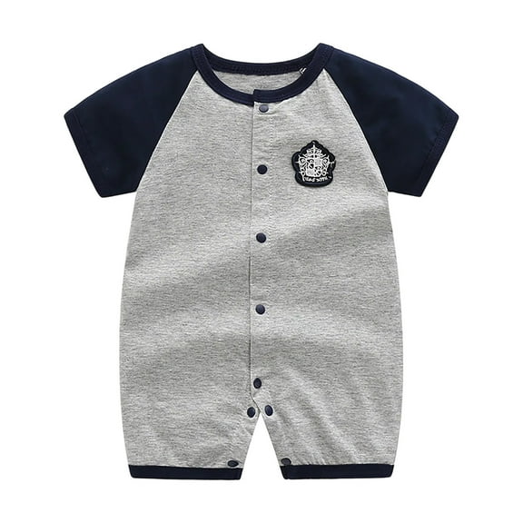 ZACPNCV Infant Newborn Baby Boys Gentleman Suit Bowtie Romper Color Block Short Sleeve Outfids Jumpsuit Clothes Baby Bodysuits Black 3-6 Months