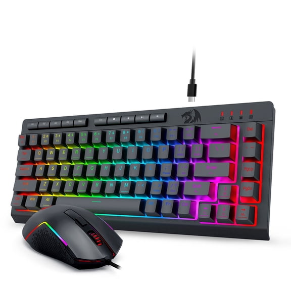 Redragon S157RGB Wired Gaming Keyboard and Mouse Combo, RGB Backlit, 60% Mini Macro Membrane Keyboard with Anti-Ghosting & Multimedia Keys + 8000 DPI Programmable Optical Mice for PC Laptop