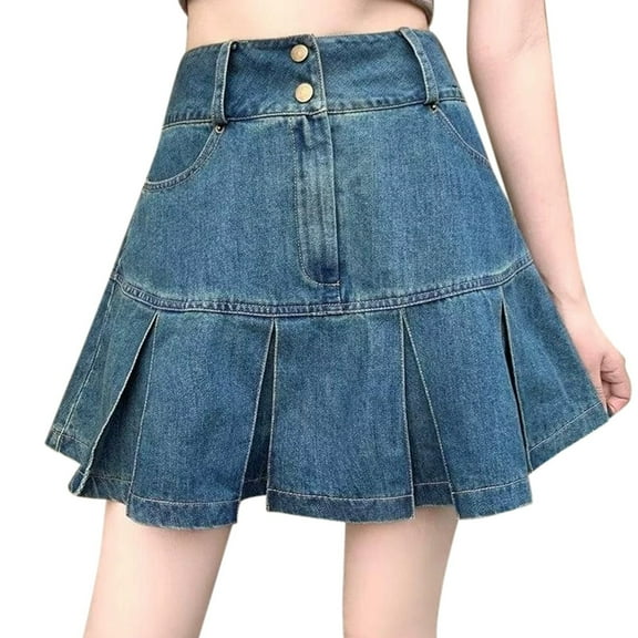 Jeans Trouser Skirt for Women Summer High Waist, Asymmetrical Culotte Shorts, Fashion Casual Jeans Skirt with Short Trousers, Suitable for Various Occasions