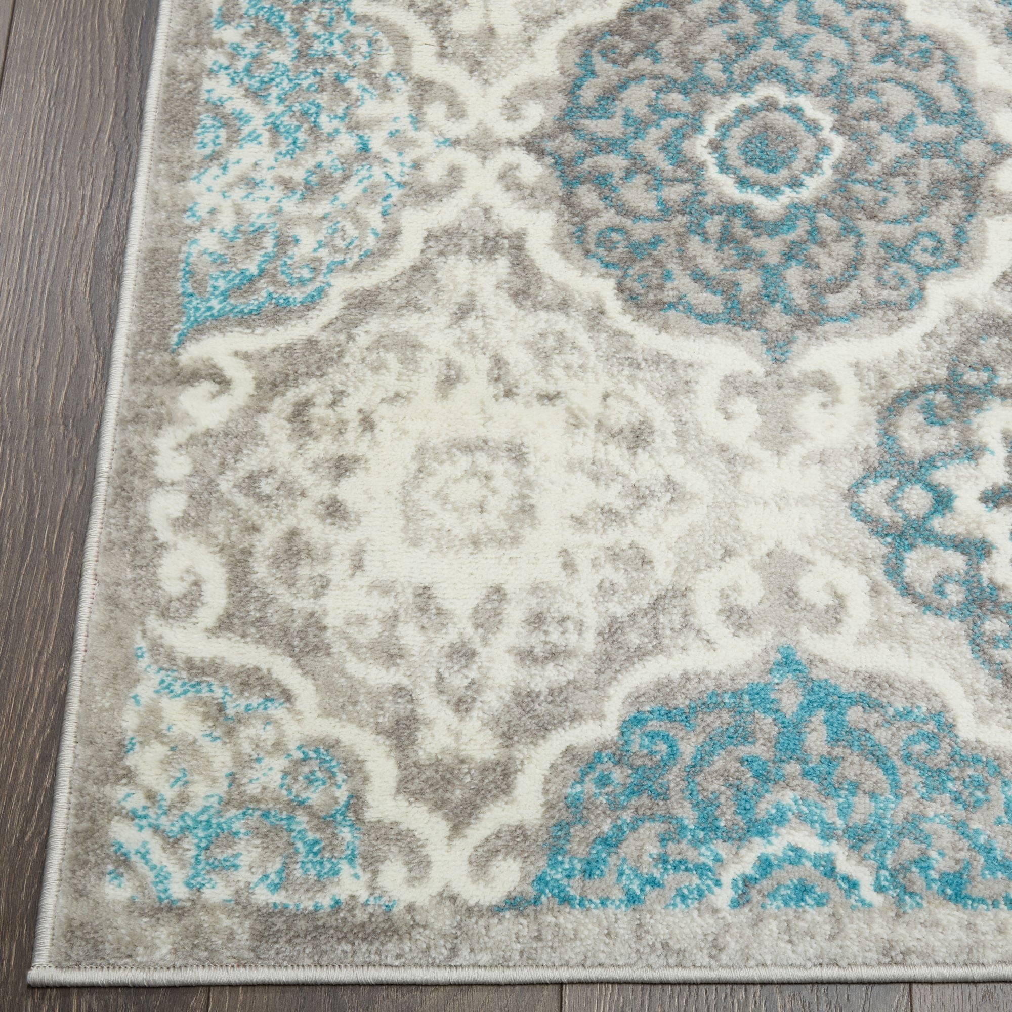 Home Dynamix Boho Andorra Transitional Damask Area Rug, Gray/Blue, 9' 2" x 12' 5" Rectangle