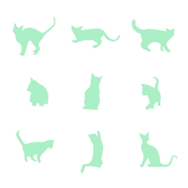 Pegatinas de pared que brillan en la oscuridad, noctilucentes, luminosas, para decoración de dormitorio, regalo 9x gato