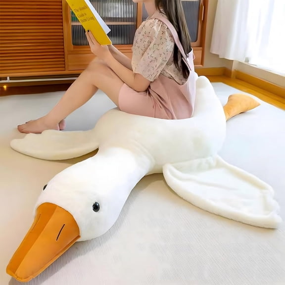 51.2in Multi-Size Extra Soft Goose/Duck/Swan Plush Pillow Toys - Round Belly Cuddle Companions, Safe Nursery Decor & Sensory Comfort Toys, for Age3 , Teens, Girlfriends & Friends, Gift Choice, 1pc