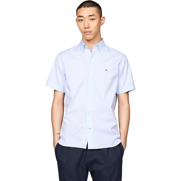 Tommy Hilfiger Men's Flex Poplin Regular Short Sleeve Shirts