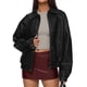 thumbnail image 1 of Abrigo PRETTYGARDEN Chaqueta Bomber Oversized de Cuero Sintético Negra XL, 1 of 8