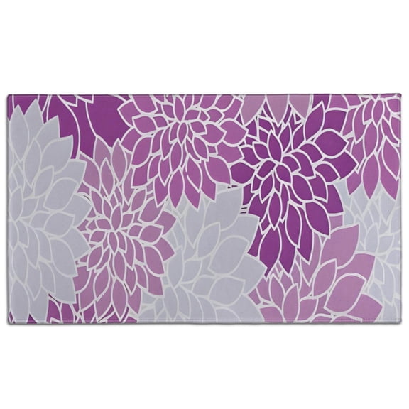 Purple Floral and Petal Pattern Door Rugs,Washable Non Slip Door Mats Indoor,Decorative Door Mats,Entry Mat Indoor for Entrance,Bedroom,Kitchen,Bathroom,17"x30"