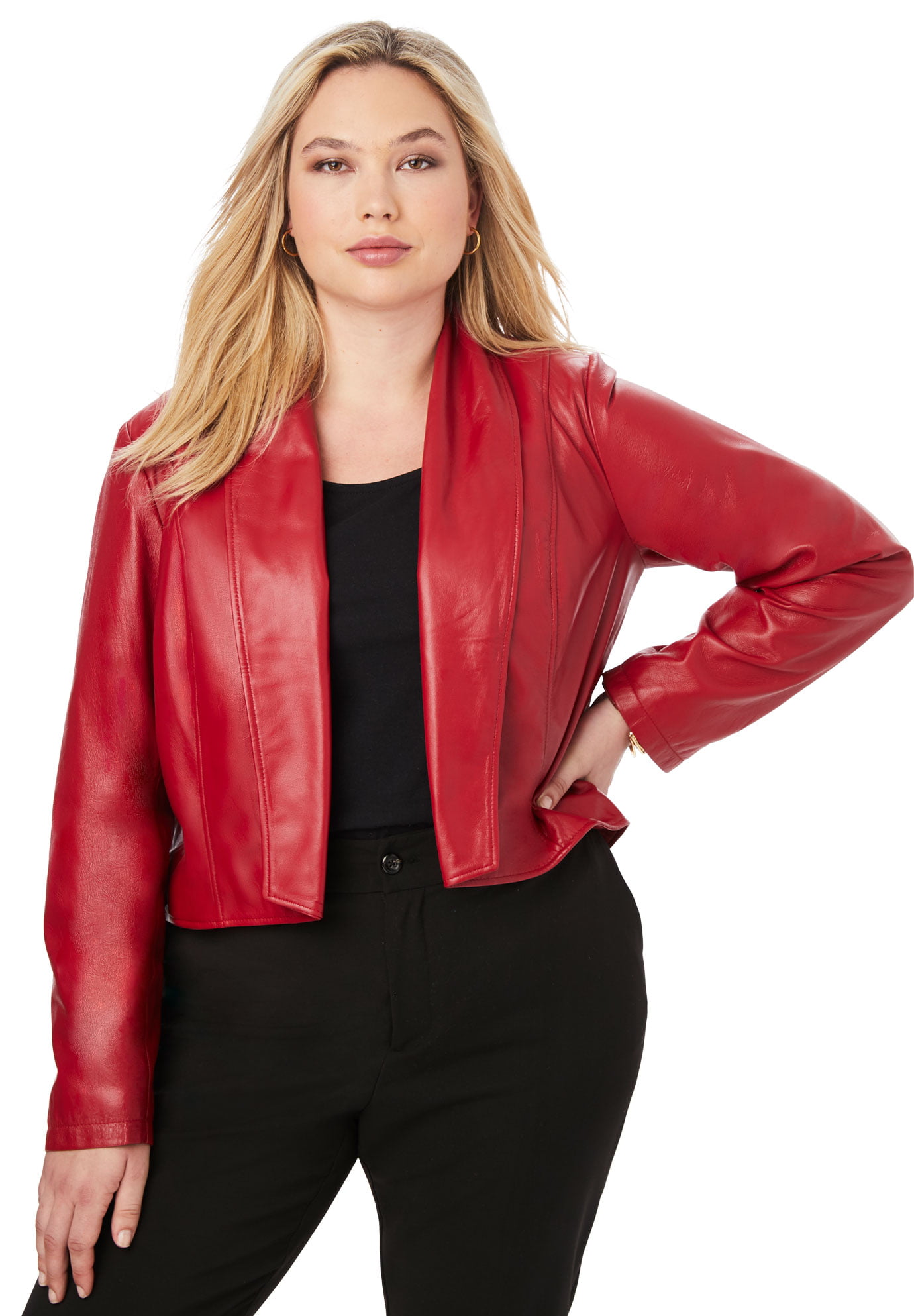 Jessica London Womens Plus Size Leather Shrug Jacket Leather Jacket 