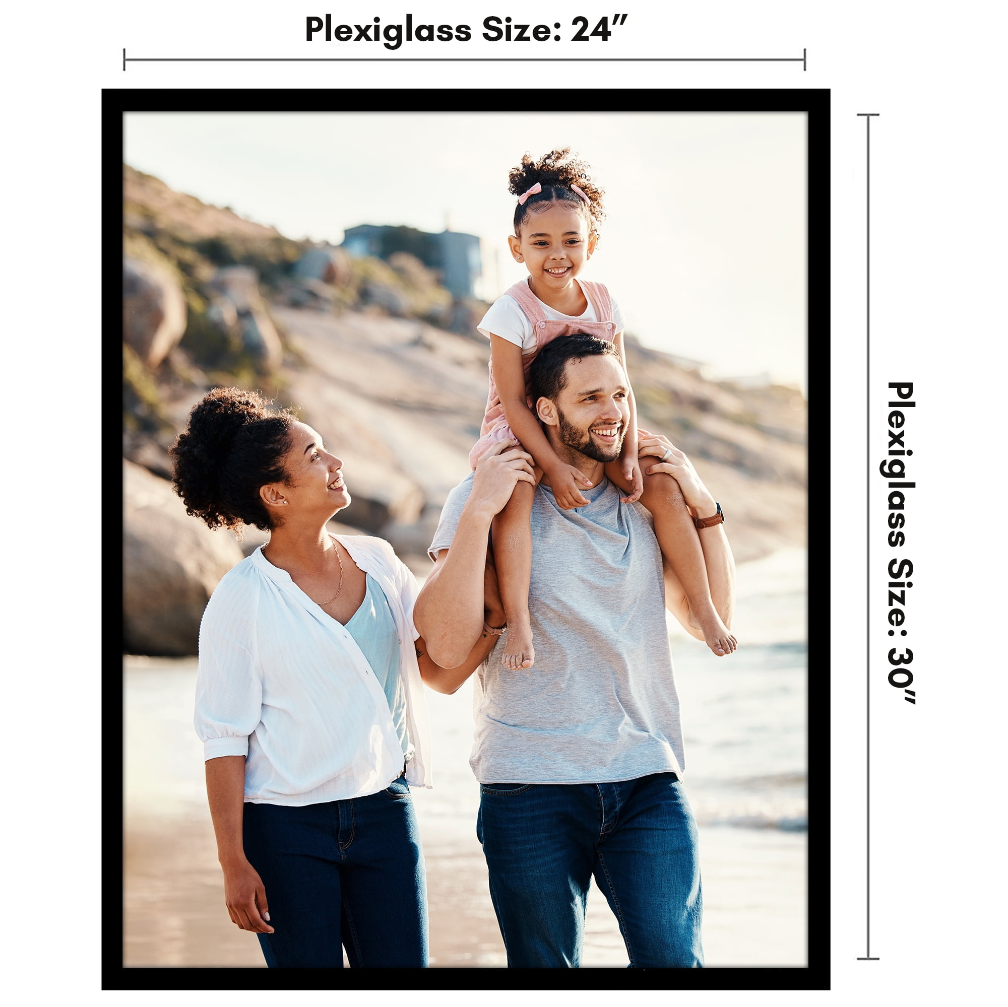 Americanflat 24x30 Picture Frame with Polished Plexiglass Streamline Collection Thin Border Wall - Black