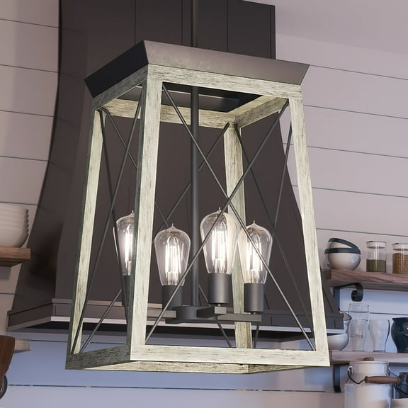 Luxury Industrial Chandelier, 20.125H x 15.5W, with Modern Farmhouse Style, Charcoal, UHP3907 by Urban Ambiance