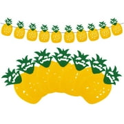 Clispeed Pineapple and Leaves Garland Bunting Banner Assorted Color Felt Cloth 2Pcs 6.3x3.3x0.04In