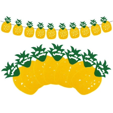 Clispeed Hawaiian Party Accessories Pineapple and Leaves Gar Bunting Banner Assorted Color 2Pcs