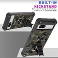 thumbnail image 3 of Camouflage Case for Google Pixel 7a with Metal Kickstand, Camo Phone Cover Built-in 360° Rotate Ring Stand Case for Google Pixel 7a MC Army Green, 3 of 6
