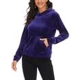 thumbnail image 5 of SHCKE Women Velour Sweatshirt Long Sleeve Hoodie Sweatshirt Warm Pullover Tops Loose Sweatshirt Velour Hoodies Sports Tops Soft Stretch Yoga Jogging Activewear Shirt, 5 of 8