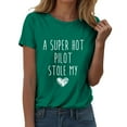 thumbnail image 4 of Tittly T Shirts for Women Graphic Tees Womens Fashion Workout T Shirts Athletic Plus Size Tops Summer Trendy Clothes Short Sleeve Spring Tee Tshirts Shirts Spring Tops for Women Green 3XL, 4 of 5