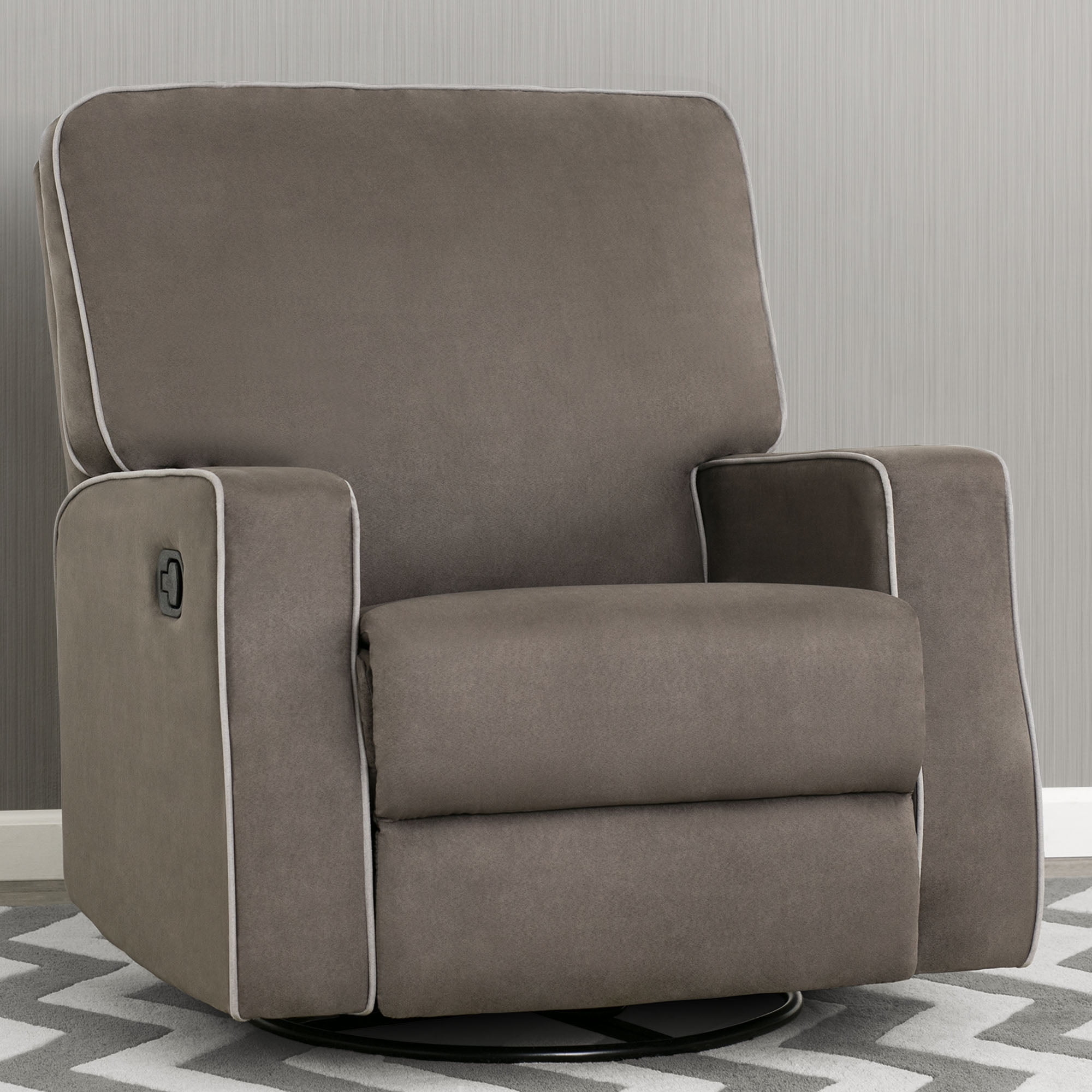 Delta Children Carson Nursery Glider Swivel Recliner, Graphite w/Dove