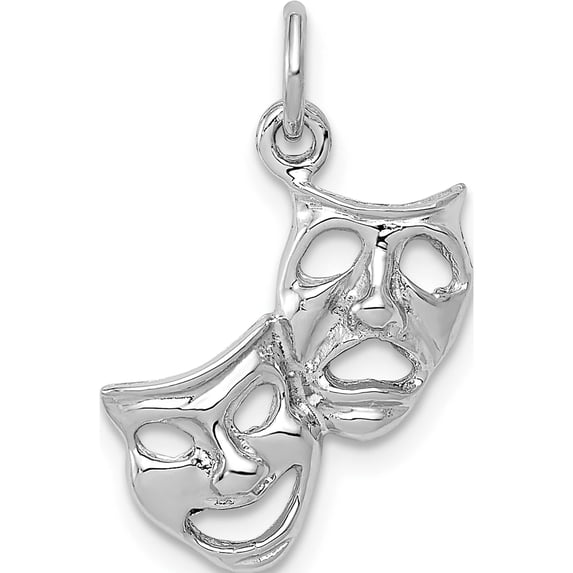 14K White Gold Polished Open-Backed Comedy/Tragedy Charm (12 X 14) Made In United States d1243