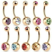 Rose Gold Belly Button Ring Gold Over Surgical Steel 14g - Sold Each