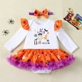 thumbnail image 3 of WIBACKER My 1st Halloween Infant Baby Girl Ruffled Sleeve Romper Dress, Newborn Pumpkin Onesie Bodysuit Dresses with Bow Headband, 3 of 8