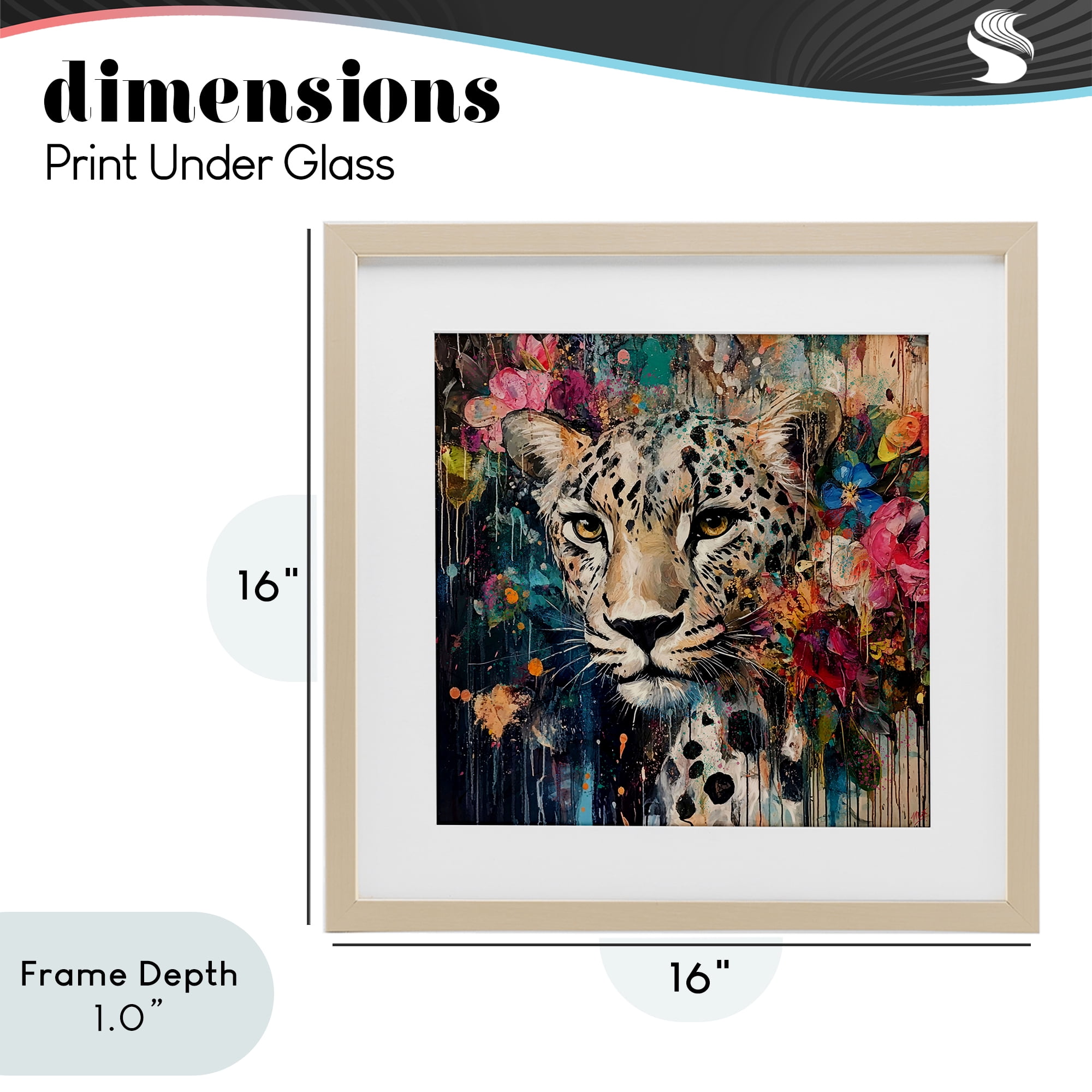 Stupell Industries Cheetah & Exotic Blooms Birch Framed Print Under Glass, design by Marta Wiley