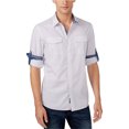 thumbnail image 1 of Michael Kors Wyatt Check - Camisa con botones para hombre, color blanco, mediano Michael Kors Botones al frente, 1 of 1
