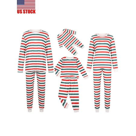 

Sunisery Family Pajamas Matching Sets Parent-child Pjs for Women Men Kid Baby Stripe Print Shirts + Pants Xmas Sleepwear