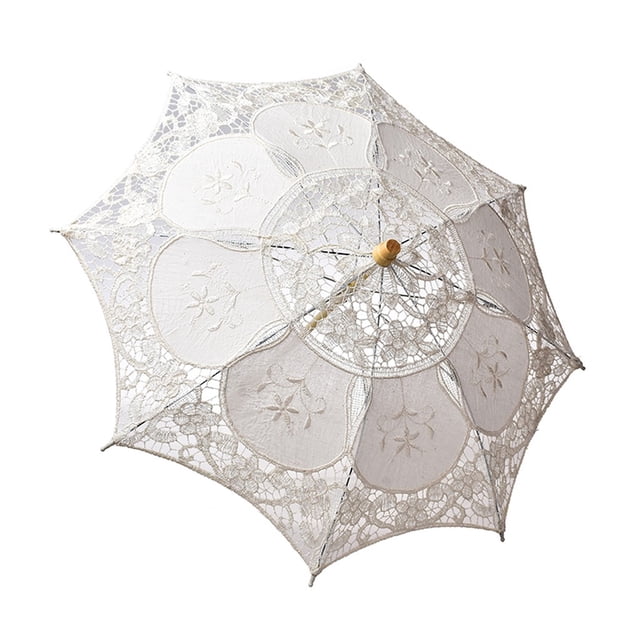 RKSTN Dish Towel Lace Embroidered Sun Parasol Umbrella Bridal Wedding Dancing Party Photo Show