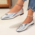 thumbnail image 6 of IEMIEMIEM Women's Metal Buckle Mary Jane Shoes Soft Leather Comfortable Ballet Flats Shoes Square Toe Casual Fashion Versatile Daily Wear Silver 6.5 Wide, 6 of 10