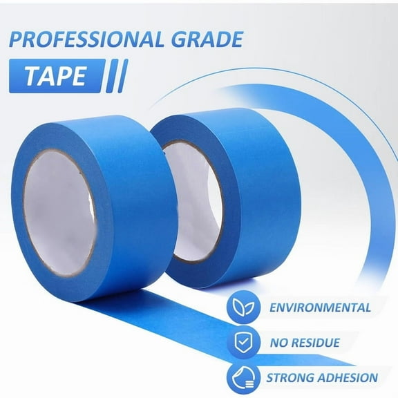 Blue Painters Tape 2 Inch Wide - Blue Tape for Painting Automotive Walls Packing Removable NO Residue, Paint for Indoors & Outdoors, 2 Inches x 55 Yards x 2 Rolls