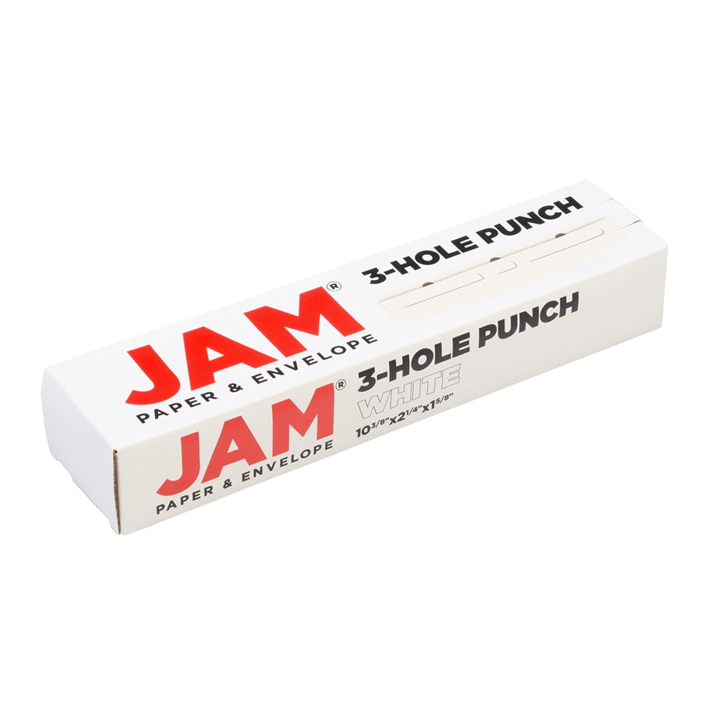 JAM Metal 3 Hole Punch, White, 10 Sheet Capacity, Hole Puncher Sold Individually
