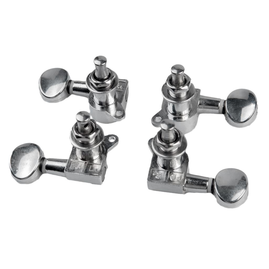 4 Clavijas De Afinación Para Ukelele - Selladas, Metal Con Botón Ámbar, Incluye Tuercas Y Tornillos