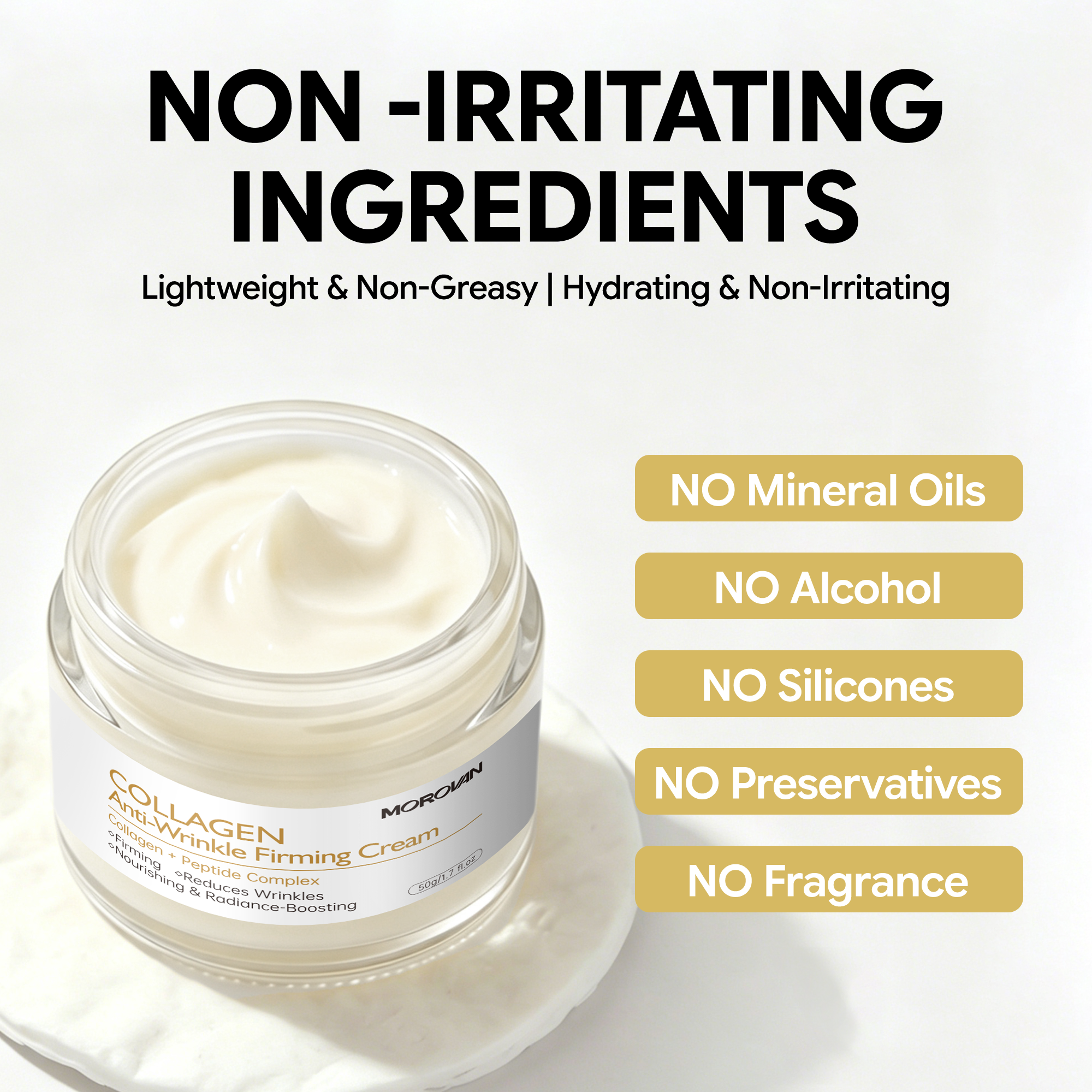 Morovan Crema Facial Antienvejecimiento con Colágeno y Péptidos, Reafirmante y Levantadora, Todo Tipo de Piel, 1.7 fl oz 3