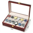 thumbnail image 4 of 2/3/5/6/10/12 Slots Watch Box Organizer Piano with Red Paint Wooden Jewelry Storage Case Men Glass Top Watches Display Boxes (10 red wooden), 4 of 7