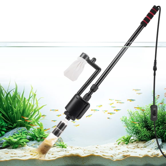 AQQA Aquarium Gravel Cleaner Siphon Kit,6 in 1 Electric Automatic Removable Vacuum Water Changerï¼Multifunction Wash Sand Suck The Stool Filter 110V/ 20W 320GPH (20W 320GPH)