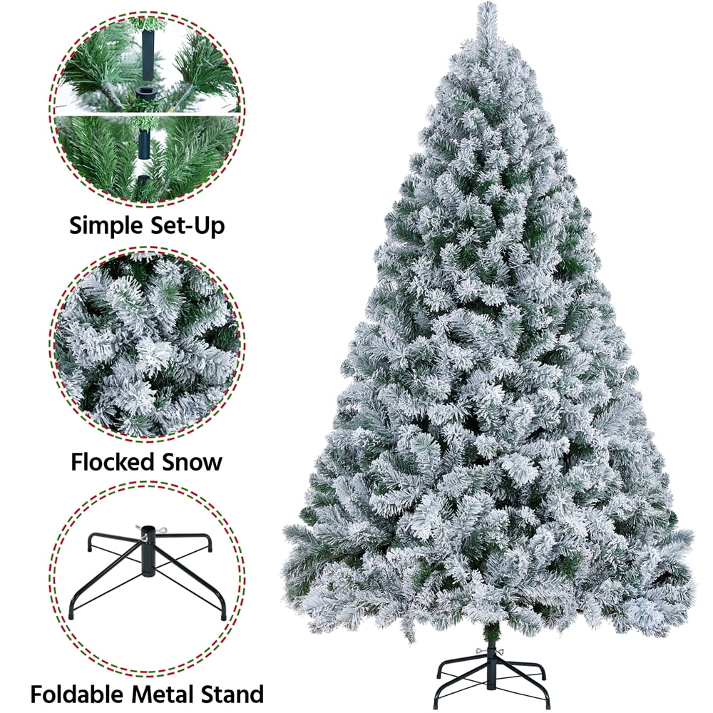 Renwick 6 Ft Frosted Artificial Christmas Tree with Stand, Green