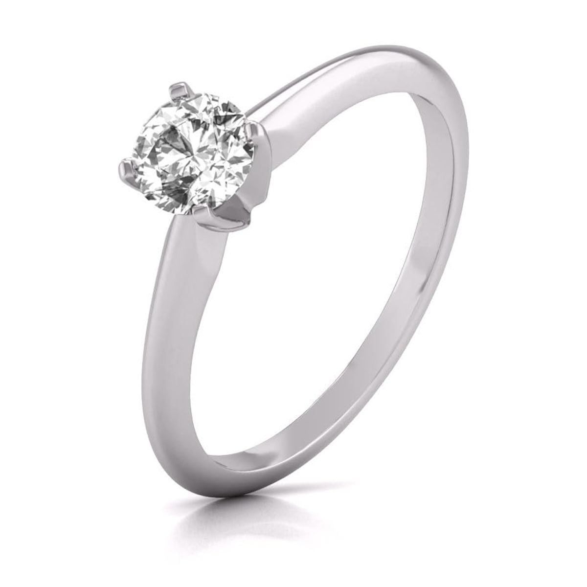TimeLe$$ Classics 0.25 Carat Lab Grown 4 Prong Solitaire Round Cut Solitaire Diamond Engagement Ring For Women in 14K White Gold (Ring Size: 4.5)