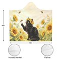 thumbnail image 3 of Sunflowers Cat Wearable Blanket Hoodies for Women Men Adults Cat Lovers Cozy Plush Bee Black Cats Hooded Blankets for Bedding Travel Decor Birthday Gifts 50×60 Inch, 3 of 5
