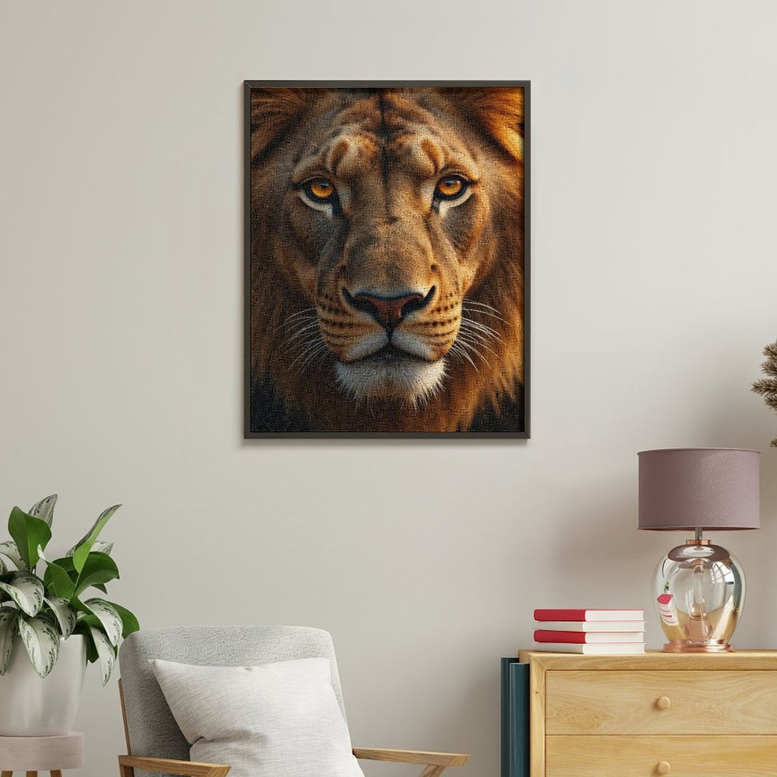 Paint By Numbers Kit for Adults Beginner - DIY Lion Fierce Gaze Close Up Canvas Painting Kits for Adults, Frameless Paint By Number for Adults for Home Wall Decor 16x20 Inch