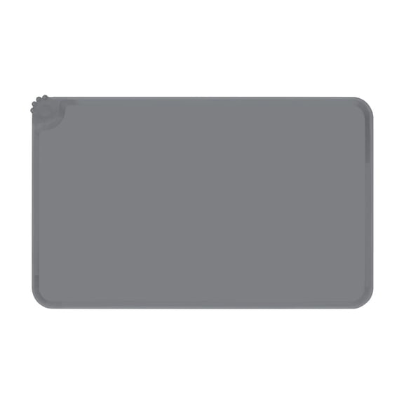 Waterproof Raised Edge BPA Free Silicone Pet Feeding Mat,Dog Cat Food Mats Contain Spills Protects Floors,Placemats for Cats and Dogs Water Bowl,Pets Accessories(11.8"×18.9",Dark Gray)