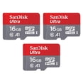 thumbnail image 1 of [Tarjeta de memoria] SanDisk Ultra microSDHC UHS-I de 16 GB (3 x 16 GB), 1 of 1