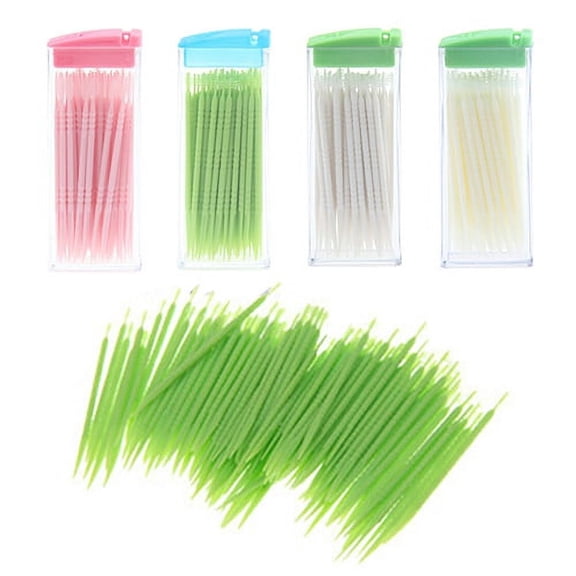 D-GROEE 50 Pack Plastic Toothpick Dental Toothpicks Oral Sticks Interdental Picks Brush Toothpick Cleaners for Household