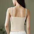 thumbnail image 4 of Gfyviroh Cami Tops for Women Casual Solid Color Ribbed Loungewear Tops Slim Sleeveless Undershirts with Chest Pad, 4 of 8