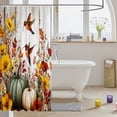 thumbnail image 3 of Manfei Harvest Season Hummingbird Shower Curtain 72Wx72L,Farmhouse Pumpkin Bathroom Curtain, 3 of 5