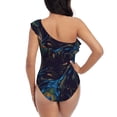 thumbnail image 5 of Honeii Peacock Feathers for women's one-piece swimsuit featuring a chic one-shoulder design experience elegance and style in the water-Small, 5 of 6
