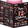 thumbnail image 1 of Tarjeta de cumpleaños de 2014 para 12 cumpleaños, negra y dorada, 1 of 7