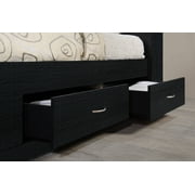 Hodedah Twin-Size Captain Bed with 3-Drawers and Headboard in Black
