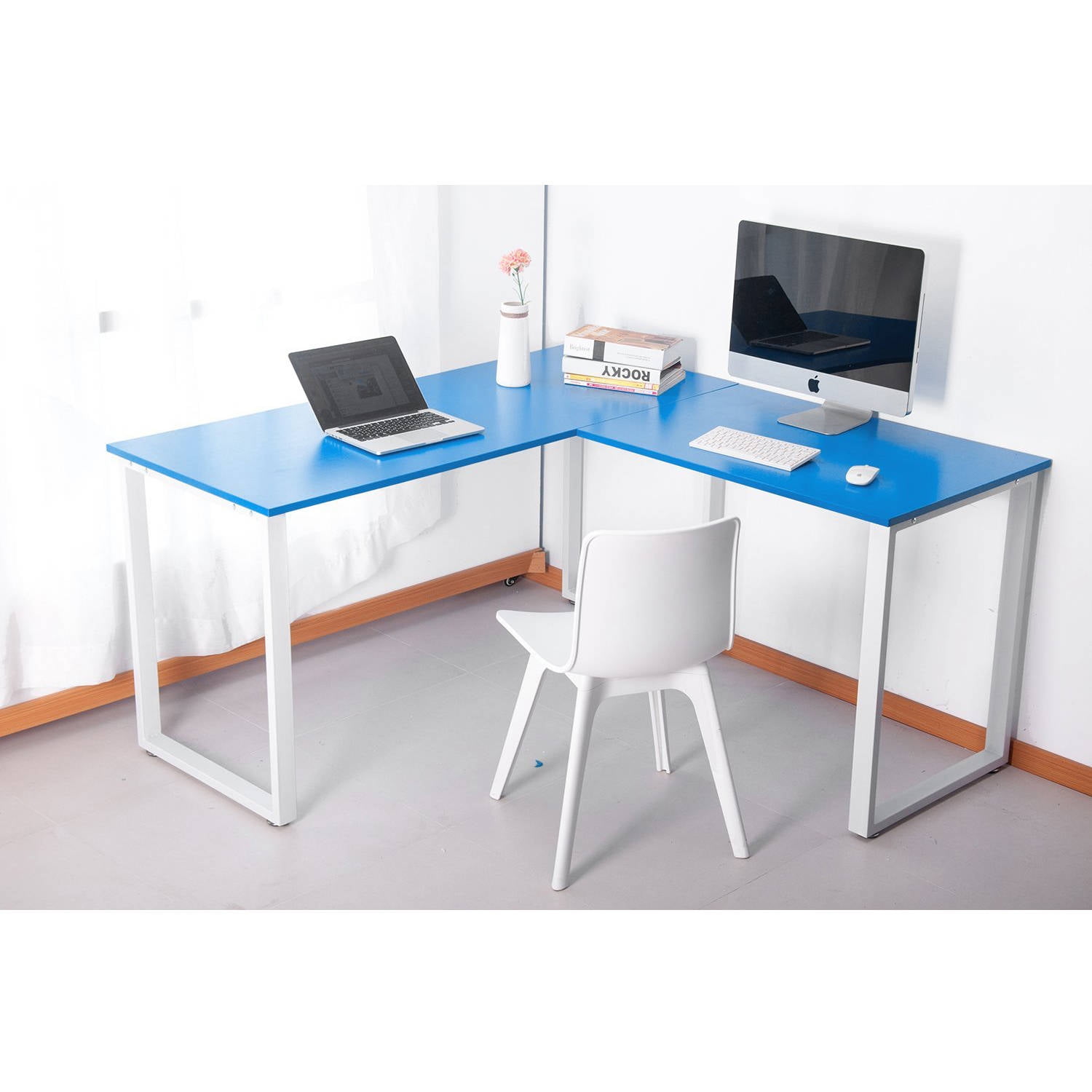 Merax 59 L Shaped Desk With Metal Legs Office Corner Computer Merax 59 L Shaped Desk With Metal Legs Office Corner Computer Pc Laptop Table Workstation