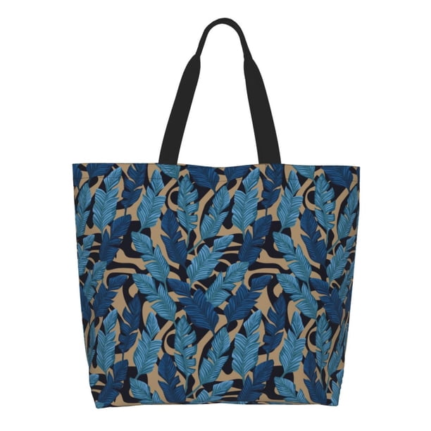 Disketp Blue Leaves A Bolsa Tote Estampada para Mujer, Bolso de Hombro y de Mano para Compras y Viajes